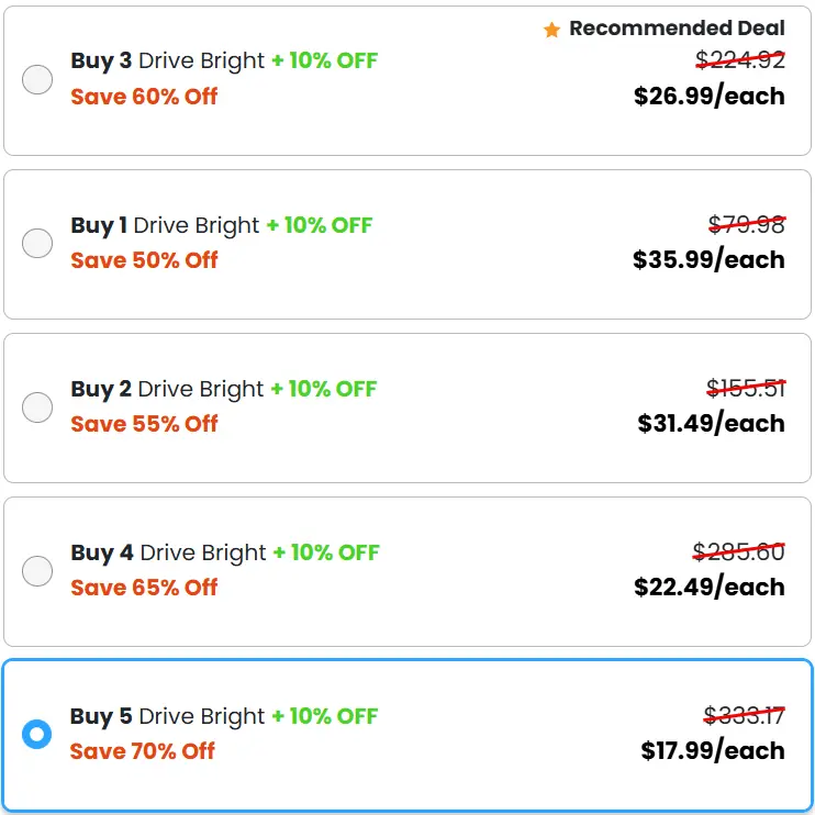 Drive Bright™ Price Chart